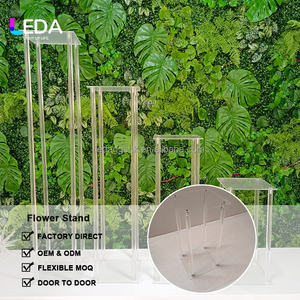 Centro de Mesa Cuadrado Metálico de Alta Calidad LEDA, Decoración para Bodas, Soporte Transparente para Flores, Base para Florero - Product Image 2