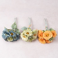 Fleur en tissu de soie tournesol Teddy à 6 têtes, style guérison, nouée à la main, pour arrangements floraux de mariage, décoration intérieure et verdure de bureau
