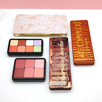 Hochwertige Make-up Lidschatten Palette Metall behälter Klappbare Blechdose Rouge Box Bedruckte Metall Handwerk Kosmetik kanister