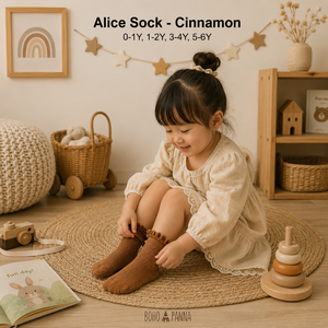 Soft cinnamon Alice <b>socks</b> offering breathable comfort lightweight feel and secure fit for growing kids during everyday adventure - Product Image 2