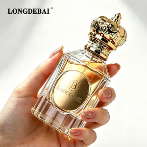 New Arrival Custom Empty Round Sticker Logo Frasco De Perfume 50ml Clear Crimp High Flint Glass Perfume <b>Bottles</b> with <b>Plastic</b> Lid - Product Image 1