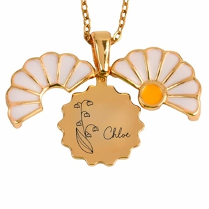 Collana con Ciondolo a Margherita in Acciaio Inossidabile Apribile per Incisione, Disponibile in Oro e Altri Colori, Vendita all'Ingrosso - Product Image 5