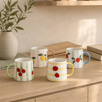 Tasses à fruits colorées peintes à la main SWT : Illuminez vos moments de café quotidiens avec un charme joyeux pour les cuisines européennes et américaines
