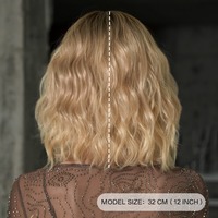 Perruque synthétique ondulée de 12 pouces, ombrée, racine foncée, blond miel, coupe bob, frange droite, en fibre résistante à la chaleur, aspect naturel mat, Peluca