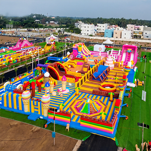Grand parc d'attractions gonflable commercial en PVC, parcours d'obstacles géant, toboggan, aire de jeux, château gonflable, parc à thème extérieur - Product Image 6