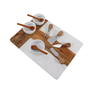 5 Cái Bảng Charcuterie Gỗ Cẩm Thạch Và Keo Bảng Phô Mai Với 3 Bát 3 Thìa Và 4 Dụng Cụ Charcuterie - Product Image 4