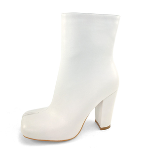 Custom Styles Women Separated Toe Ankle Boots Split Toe High Chunky Heels Solid Short Booties Fashion Stage <b>Shoes</b> - Product Image 4
