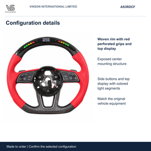 Volant en fibre de carbone pour Audi S3, configuration sélectionnée Open Center AS3RDCF - Product Image 2
