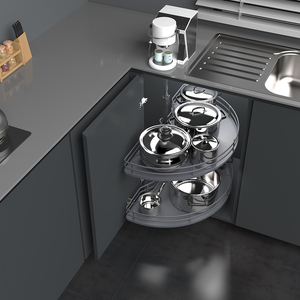 Modern 180 Degree Revolving Swivel Baskets <b>Kitchen</b> Cabinet <b>Storage</b> Lazy Pull Out In-Cabinet Installation MCRB180 Cabinet Revolvi - Product Image 4