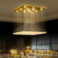 Lustre moderne en cristal avec structure en fer, éclairage LED AC 220V pour salon, plafond haut, taille moyenne, fait main, faisceau 360°