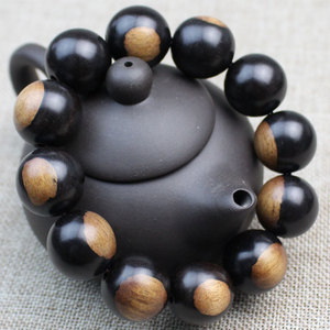 Pulsera de madera de ébano Yin Yang, 108 cuentas, bola redonda, unisex, uso diario, joyería de estilo étnico, coleccionable - Product Image 1