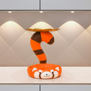 Cute Animal Print Resin Decorative Tray With Panda Design For Home Desktop Use - Product Image 1