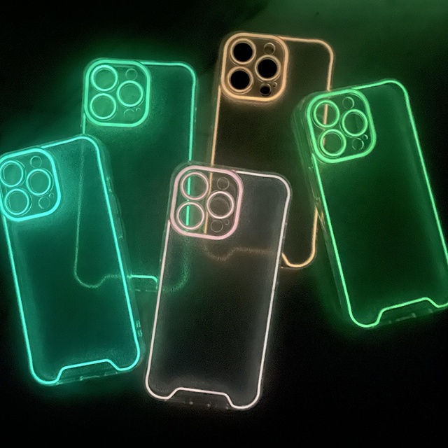 Wholesale Soft TPU Silicon Luminous Night Glow Fluorescent Neon Glowing Mobile Phone Case for iphone 14, Fundas Luminosas Cover