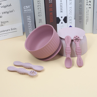Vente en gros Ensemble d'alimentation en silicone pour bébé Nouveau design Bol rayé avec aspiration et cuillère