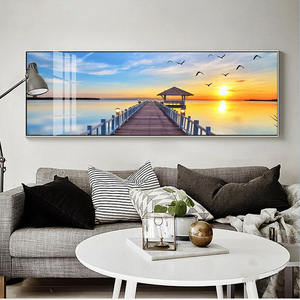 Peintures sur toile en porcelaine cristalline avec paysage <span class=keywords><strong>de</strong></span> plage <span class=keywords><strong>de</strong></span> <span class=keywords><strong>mer</strong></span> naturelle et <span class=keywords><strong>oiseaux</strong></span> en vol, art mural, décoration <span class=keywords><strong>de</strong></span> salon - Product Image 1