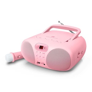 เครื่องคาราโอเกะพกพา ODM สำหรับเรียนภาษา พร้อมเครื่องเล่นซีดี/วิทยุ รองรับไมโครโฟน/ช่องต่อ AUX ลำโพงในตัว เสาอากาศแบบยืดหดได้ - Product Image 1