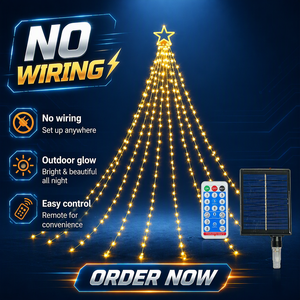Guirnalda <span class=keywords><strong>de</strong></span> Luces LED <span class=keywords><strong>de</strong></span> Cascada <span class=keywords><strong>de</strong></span> 3.5X6M con 9 Colgantes, Alimentación Solar, Iluminación Exterior para Fiestas, Bodas, <span class=keywords><strong>Navidad</strong></span>, IP66 - Product Image 2
