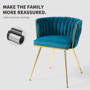 Hiện đại Teal nhung ăn ghế với vàng kim loại chân ăn ghế phòng khách hiện đại duy nhất giải trí ghế - Product Image 6