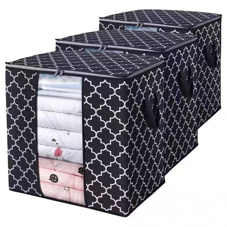 Cotton quilt storage bag large capacity moving printing non-woven organizing box foldable household clothes storage bag