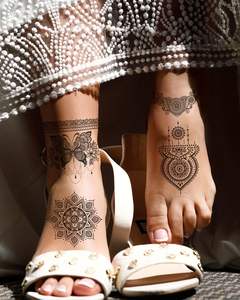 Tatouage temporaire au henné noir, motif <span class=keywords><strong>mandala</strong></span> floral, tatouage en <span class=keywords><strong>dentelle</strong></span>, mehndi, motif floral <span class=keywords><strong>mandala</strong></span>, tatouage imperméable, faux bijoux, tatouage de lotus - Product Image 3