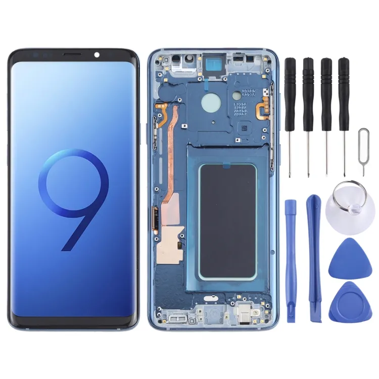 Pengiriman Cepat Bahan OLED Layar LCD Reparasi Telepon Genggam dan Digitizer Rakitan Penuh dengan Bingkai untuk Samsung Galaxy S9 + SM-G965