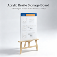 Panneau signalétique en acrylique Braille personnalisé, version anglaise, avec points tactiles en relief, guide directionnel pour espaces publics, modèle 005