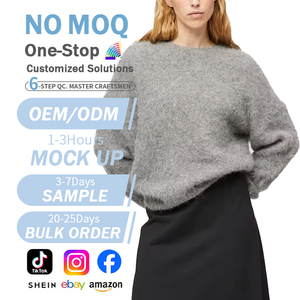 Fabricants de tricots pour femmes Conception personnalisée Logo Alpaca Mountain <span class=keywords><strong>Pull</strong></span> en fourrure surdimensionné Hiver Chaud <span class=keywords><strong>Pull</strong></span> flou pour femmes - Product Image 1