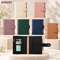 Carnet de budget Hongbo personnalisé en cuir litchi souple multicolore A6, or rose, 6 anneaux avec feuille volante, disponible comme cadeau de mariage