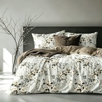 Ensemble de literie 3 pièces en microfibre de polyester écologique de qualité supérieure, 200TC, motif floral botanique, lavable en machine, tailles personnalisables