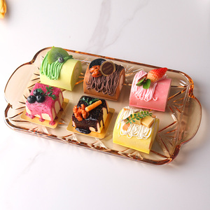 Plateau <span class=keywords><strong>rectangulaire</strong></span> en verre pour fruits, grande capacité, créatif, pour collations, gobelets et gâteaux domestiques – Vente en gros - Product Image 4