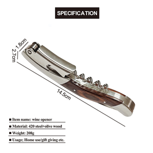 Tire-bouchon <span class=keywords><strong>Laguiole</strong></span> personnalisé en acier inoxydable 3Cr14 avec manche en bois Pakka, logo personnalisé, ouvre-bouteille écologique pour mariage et fête - Product Image 5