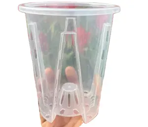 Vasos para plantas de plástico transparente tamanho grande, vasos de plástico clássicos para plantas, vasos grandes para decoração interna e externa