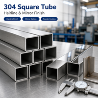 Tube carré sans soudure en acier inoxydable 304 pour cadres de meubles, balustrades, rampes d'escalier, finition brossée et miroir