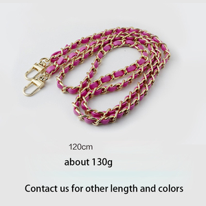 Cinturino per Telefono in Pelle Intrecciata, Catena per Borsa Fatta <span class=keywords><strong>a</strong></span> Mano, <span class=keywords><strong>Tracolla</strong></span> in Metallo Placcato Oro, Cordino per Telefono in PU 120cm - Product Image 2