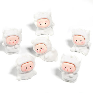Wholesale New <b>Cute</b> Cartoon Lamb <b>Doll</b> with Hole Loose Bead Keychain DIY Resin Charms Handmade Materials - Product Image 4