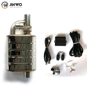 Jinwo Stainless Steel Slant Outlet Tip Inlet Variable Exhaust Muffler With Vacuum Exhaust Cutout Electric Control Valve Kit