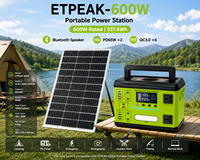Estación de Energía Portátil de Respaldo para el Hogar de 600W, 537.6Wh LiFePO4, Onda Sinusoidal Pura, Carga Solar y por Coche, Control por Aplicación Bluetooth