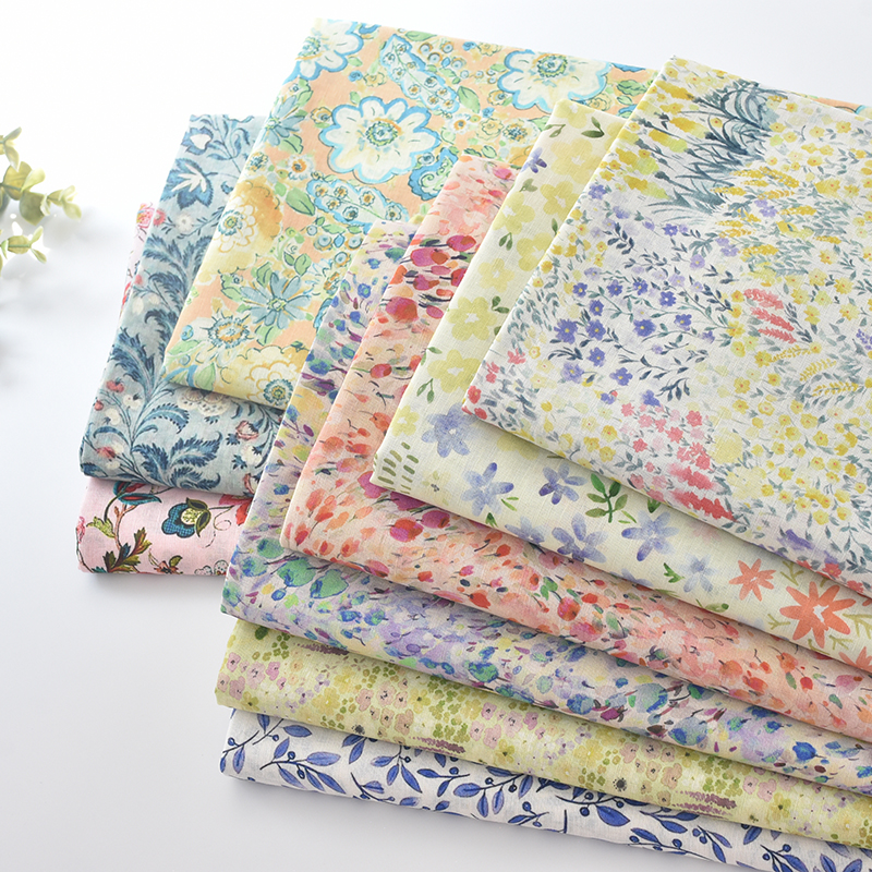 Оптовая продажа, хлопчатобумажная ткань с цветочным принтом, натуральная мягкая льняная хлопчатобумажная ткань для платья, одежды, детская одежда