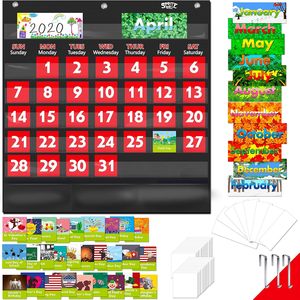 Calendar <b>Pocket</b> Chart 104 Cards Month View Time Management Back To School <b>Plastic</b> Panel Design - Product Image 1