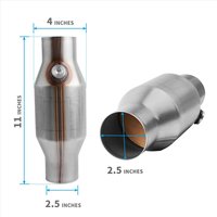 Convertisseur catalytique universel 2,5 pouces avec port pour sonde O2, type filé, en acier inoxydable, 400 cellules, haut débit, compatible avec les performances 425250