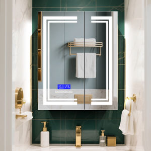 Armadietto a <span class=keywords><strong>specchio</strong></span> a LED in alluminio a doppia porta CAD-4292: pulsanti a sfioramento, antiappannamento, 3CCT, luminosità regolabile e <span class=keywords><strong>cabina</strong></span> luminosa - Product Image 3