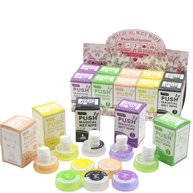 Wholesale Custom Compressed Wet Towels Disposable Push Cleaning Magical Wet Wipes