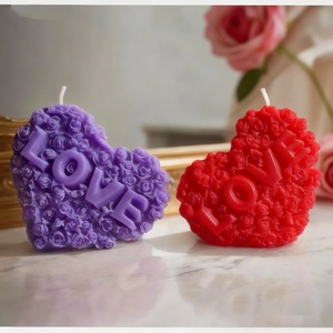 Rose Relief Heart Cylindrical Candle Mold Diy Love Craft Soap Mold For Valentine's Day - Product Image 4