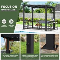 Gazebo de jardin avec toit rigide 5'x8', gazebo d'extérieur avec étagères latérales, auvent pour barbecue avec ouvre-bouteille et crochets
