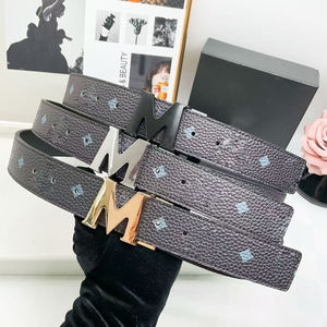 Thắt lưng nam da bò thật cao cấp kiểu cổ điển, khóa hợp kim vàng hoa văn cổ điển, khóa chữ M, phong cách thường ngày, thiết kế tùy chỉnh, thời trang cao cấp - Product Image 2