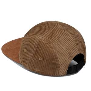 Casquette Snapback Plate Marron en Daim, Unie, Bicolore, Personnalisable, 5 Panneaux, en Velours Côtelé, Style Camp, pour Homme - Product Image 4