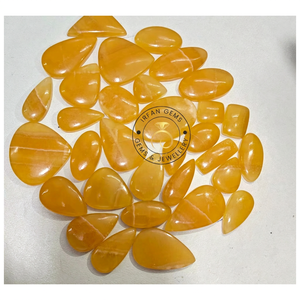 Fabricant professionnel de pierres précieuses, calcite jaune, pierres naturelles en vrac, cabochons de haute qualité, dos plat, 20-35 mm, vente en gros - Product Image 4