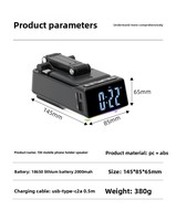 Support de téléphone portable de bureau stéréo trois-en-un pliable et réglable en hauteur avec haut-parleur d'alarme et microphone intégré alimenté par batterie