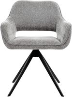 Chaise de salle à manger moderne rembourrée en tissu capitonné avec base métallique pivotante à 360 degrés et accoudoirs pour salon, repas et dîner