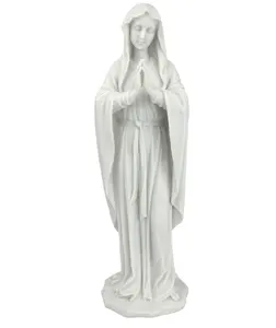 Blessed Virgin Mary Statue, Small 12 Inch Figurine, Bonded Marble Polyresin, White